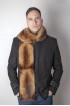 Polecat fitchew fur stole-scarf, dark brown